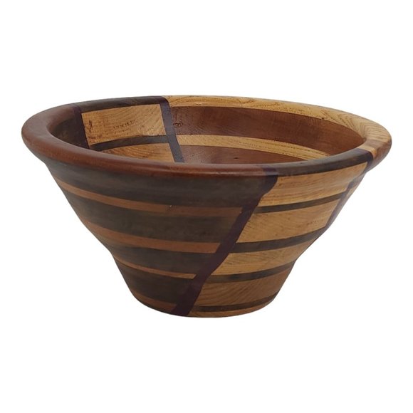 Purple Heart, Poplar, Ash, Maple Wood Bowl Turned 8.75" Modern Rustic Made in US - Picture 2 of 8